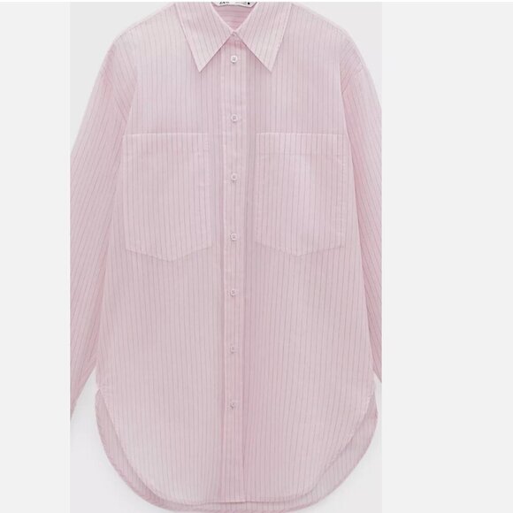 ZARA Pink Striped Oversized Shirt -  (Size Small) NEW WITH TAG! - Picture 6 of 7
